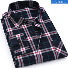 Charger l\&#39;image dans la visionneuse de la galerie, Men Flannel Plaid Shirt 100% Cotton 2019 Spring Autumn Casual Long Sleeve Shirt
