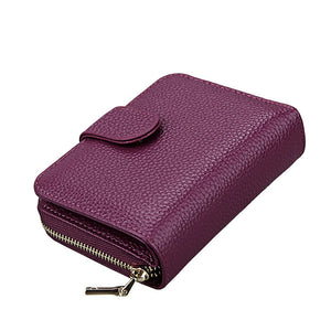 Unisex Cowhide Wallet Solid Color Red / Purple / Coffee